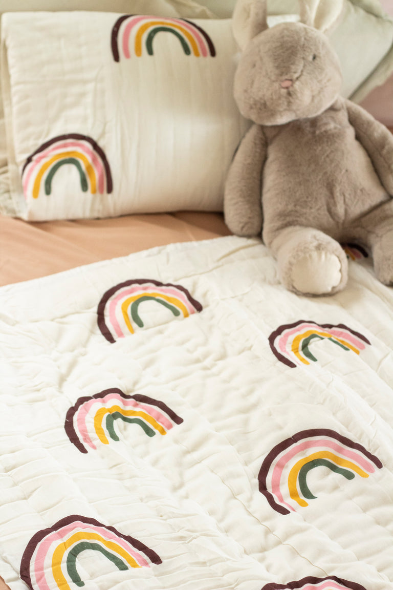 Rainbow Baby Kantha Quilt Set