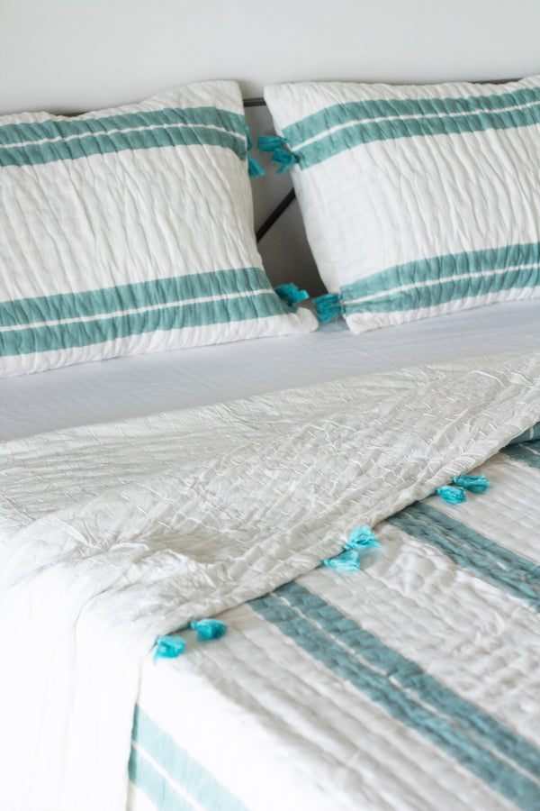 Pintail in Aqua Kantha Quilt