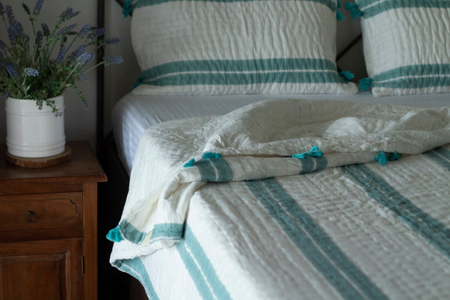 Pintail in Aqua Kantha Quilt