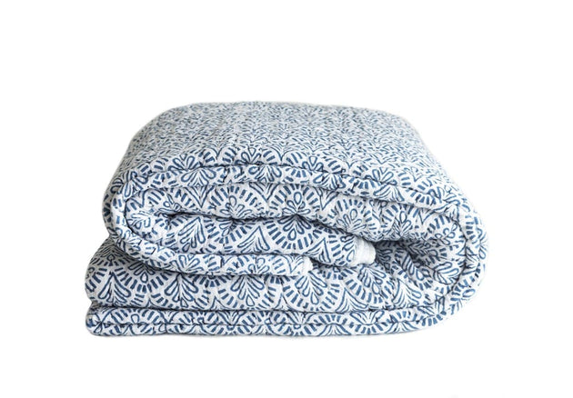 Starling in Blue Kantha Quilt
